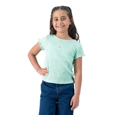 Playera Fantastic Niña Acanalada con Bordado en el Pecho