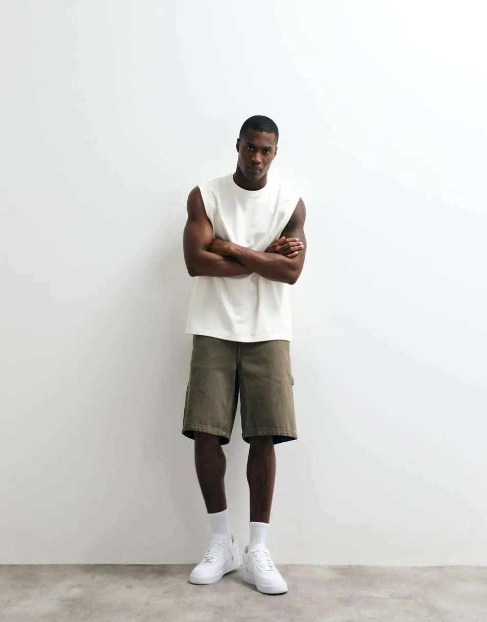 ASOS DESIGN breatheMAX™ heavyweight oversized tank in cream cotton blend