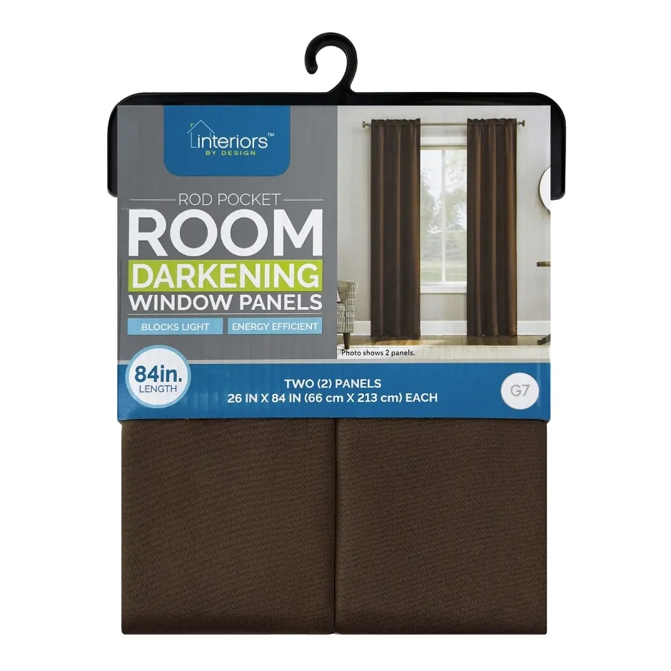 Interiors by Design Room Darkening Window Panels - Chaplin Toffee, 26x84 in., 2-ct. Pack