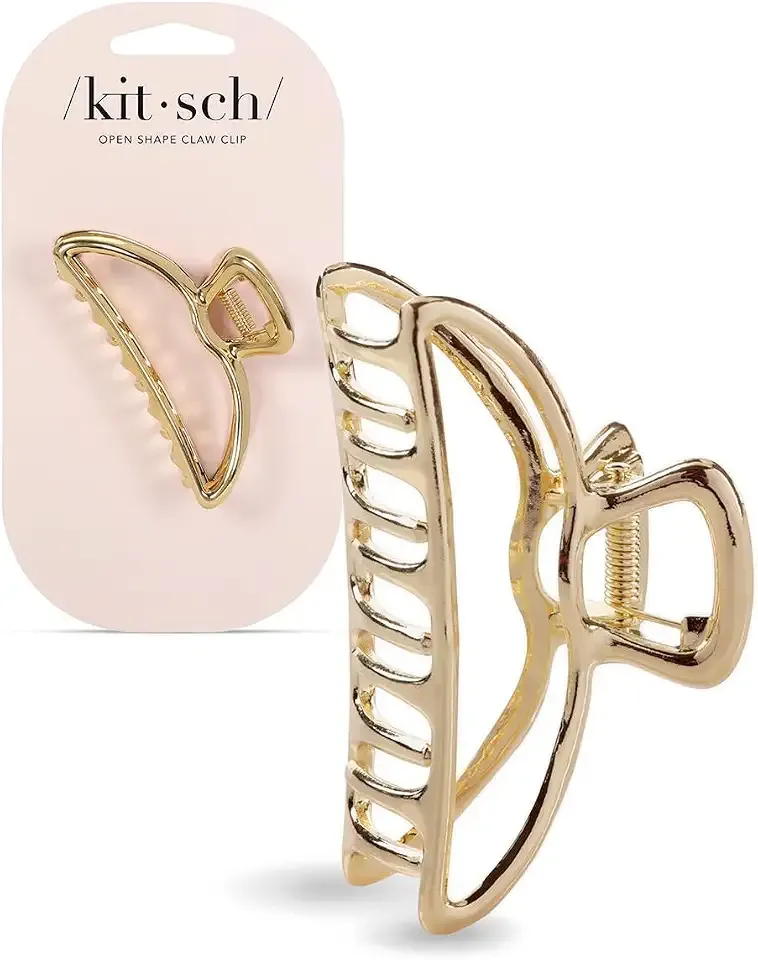Kitsch Open Shape Metal Hair Clips for Women - Gold, 1 Pc | Durable & Elegant Gold Women Hair Accessories | Clips Hair Comfortably All-Day | Great For Everyday Use & Special Occasions
