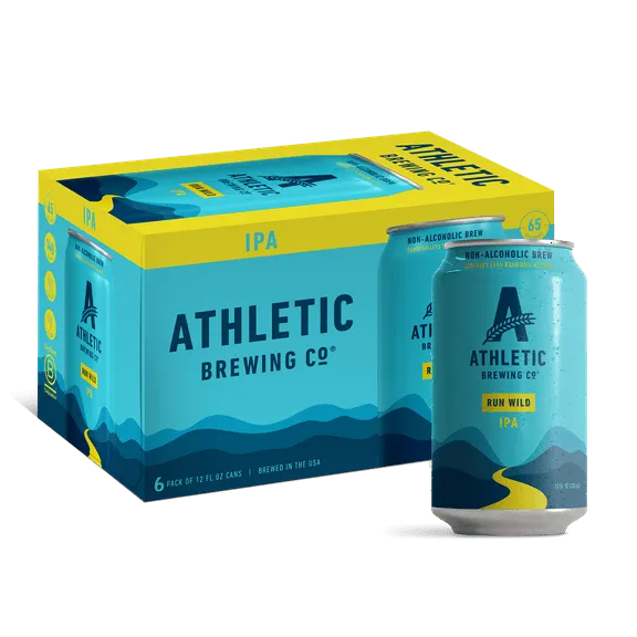 Athletic Brewing Company Run Wild IPA, Craft Non-Alcoholic Beer, 6 pack, 12 fl oz, <0.5% ABV