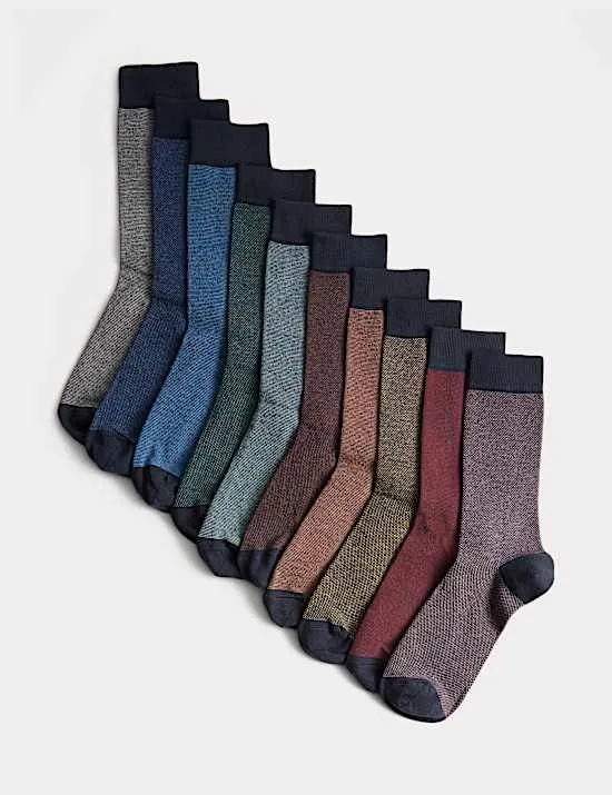 10er-Pack Piqué-Socken mit hohem Baumwollanteil