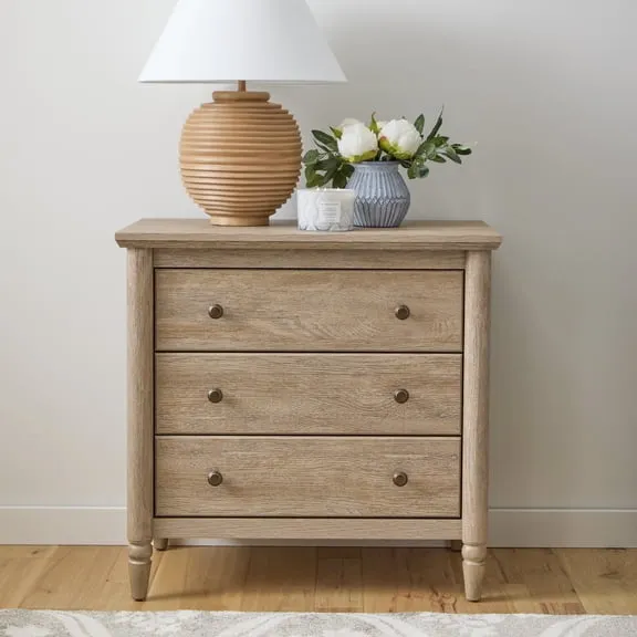 My Texas House Monroe 3-Drawer Nightstand, Brushed Oak