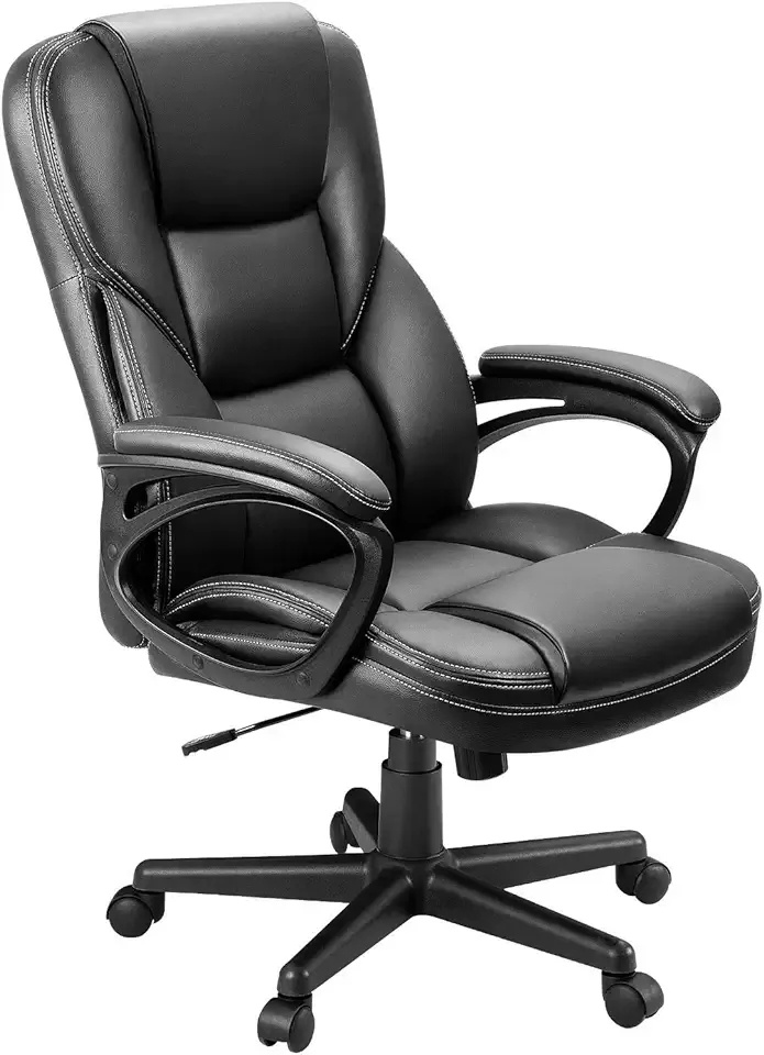 Furmax Office Executive Chair High Back Adjustable Managerial Home Desk Chair, Swivel Computer PU Leather Chair with Lumbar Support (1, Black)