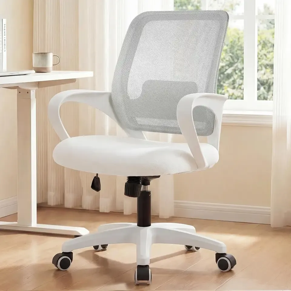 NEO CHAIR Home Office Desk Chair Ergonomic Mesh with Lumbar Support, Ivory | Comfortable Mesh Support, Adjustable Height, 360° Swivel and Smooth Casters Designed for Long Hours of Work or Study
