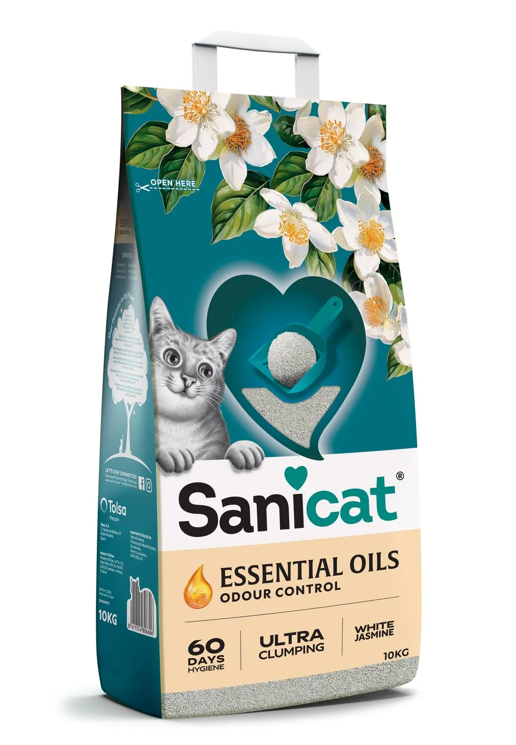 Sanicat Pure essential oils Ultra White - Kattenbakvulling - Jasmijn geur 10 kg