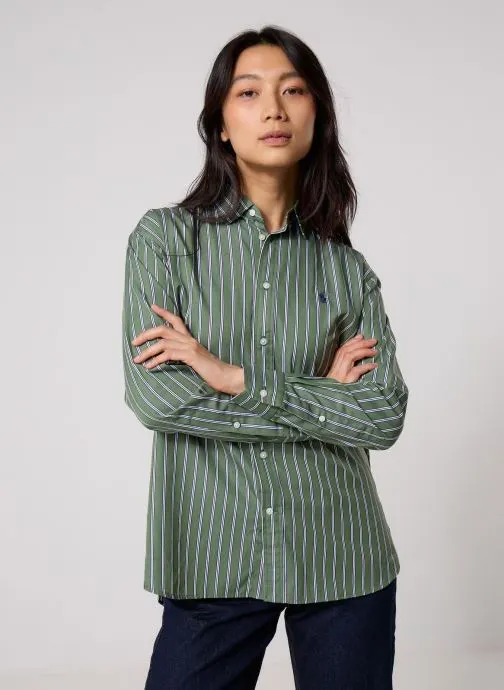 Hemden Chemise Relaxed Fit en coton rayé dames groen