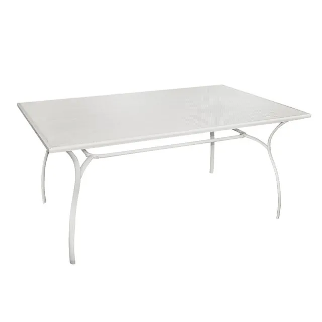 Tavolo da pranzo per giardino Desenzano struttura e superficie in ferro bianco per 6 persone 160x100cm