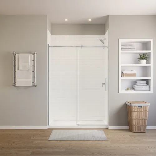 Glacier Bay Zurich 60L x 32W x 81H in. 2-in-1 Shower Kit - Shower Enclosure with Right Drain Shower Base and Glass Shower Door in Chrome (No Wall)