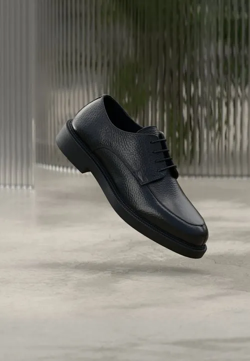 LEATHER - Snøresko - black