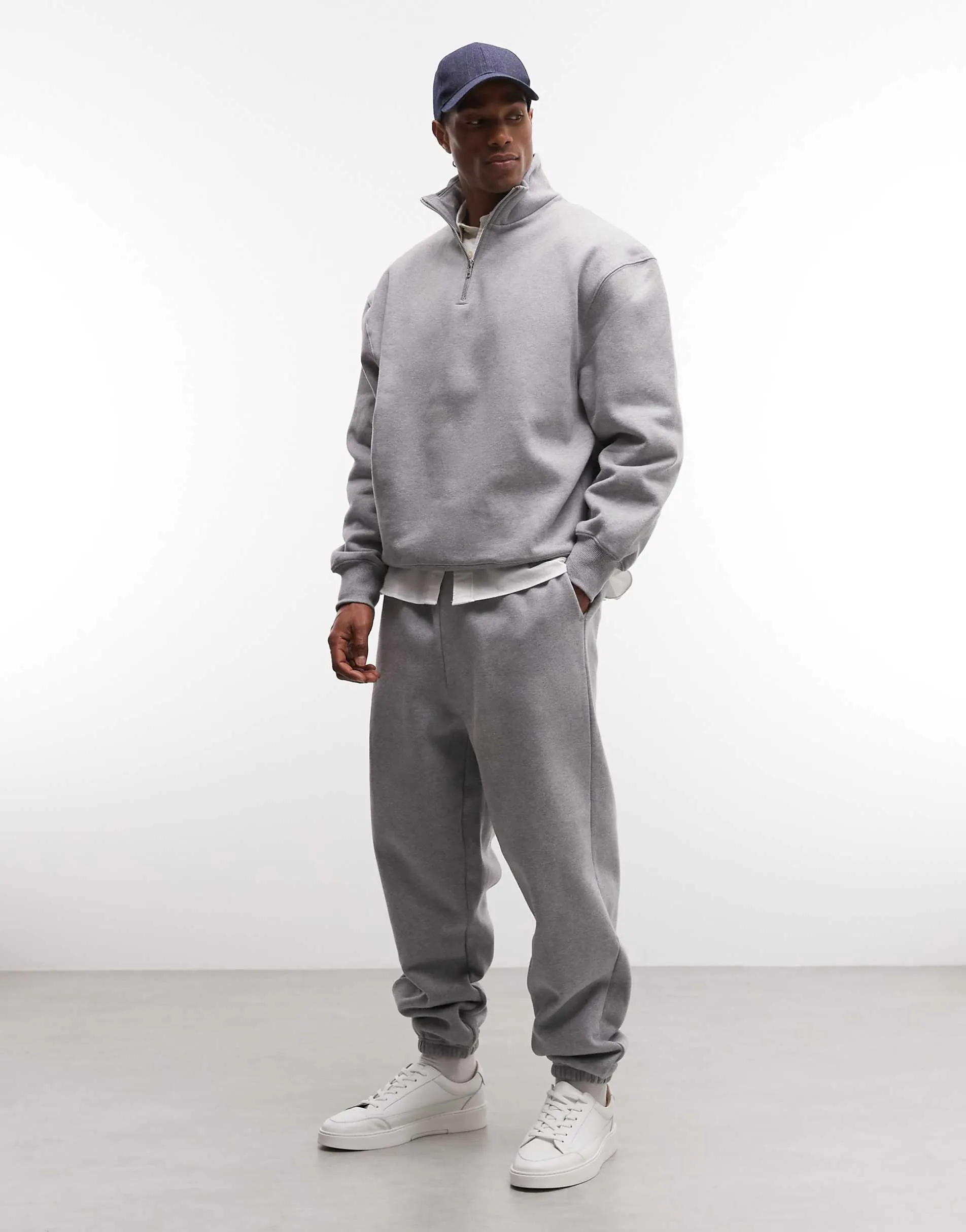 ASOS DESIGN premium heavyweight oversized joggers 400gsms in grey marl