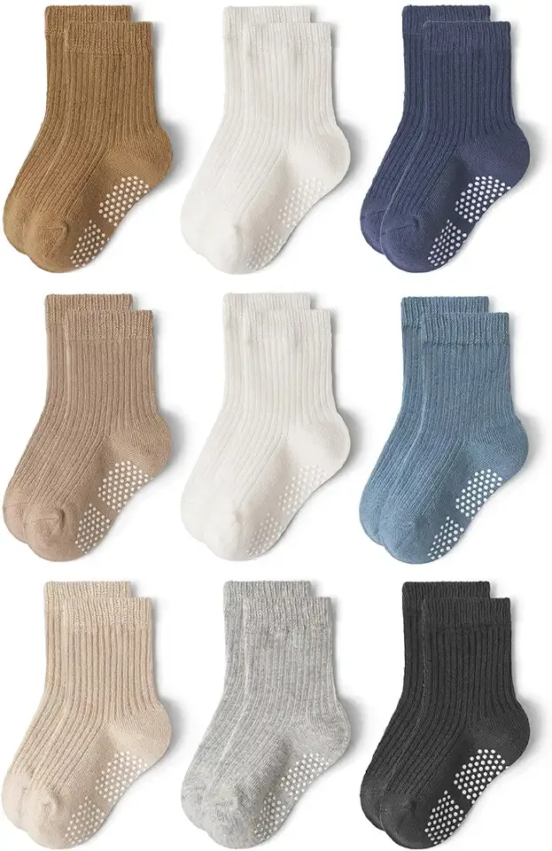 Baby Toddler Essentials Non-Slip Crew Socks for Unisex Boys Girls