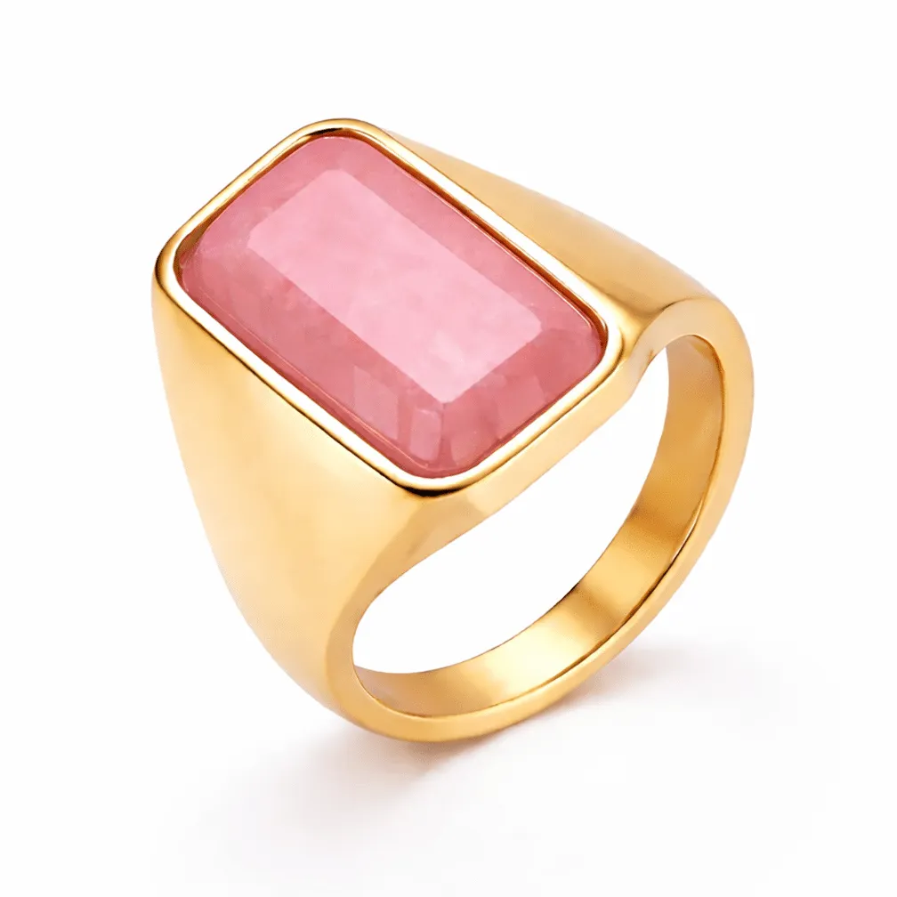 Ring, rechthoekige steen