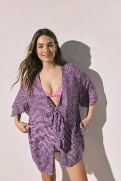 Túnica kimono corto estampado manchas
