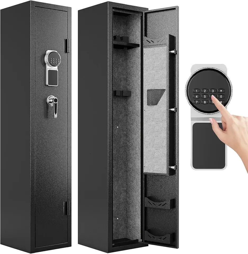 KAER Gun Safes with 180-Degree Full Access Door and Removable Shelf for 2 Home Rifles and Pistols Digital Quick Access Electronic Firearm Safe with Pistol Rack and Ammunition Storage Shelves…