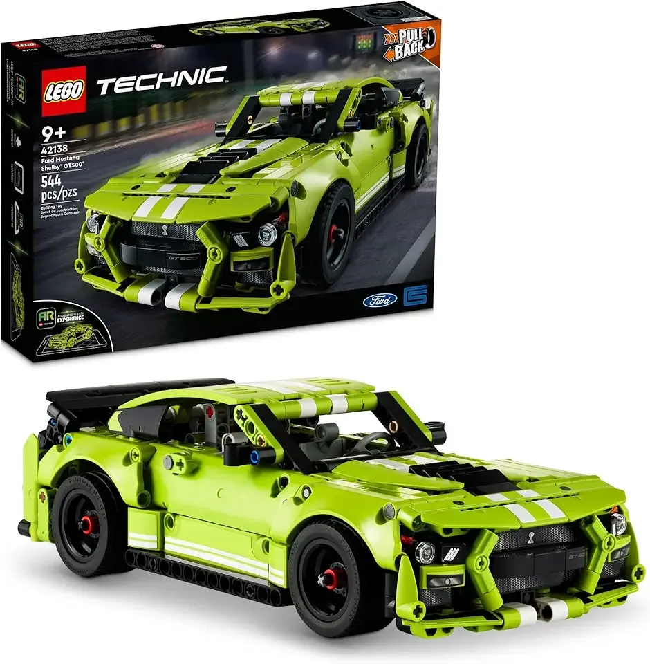 Technic Ford Mustang Shelby GT500 Toy Car - Building Toy for Boys & Girls, Ages 9+ Years - Pull Back Car W/AR App for Pretend Play - Gift Ideas - 42138