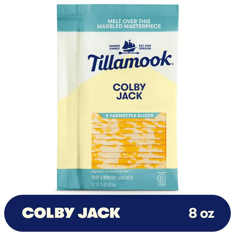 Tillamook Farmstyle Colby Jack Cheese Slices, 8oz, 9ct