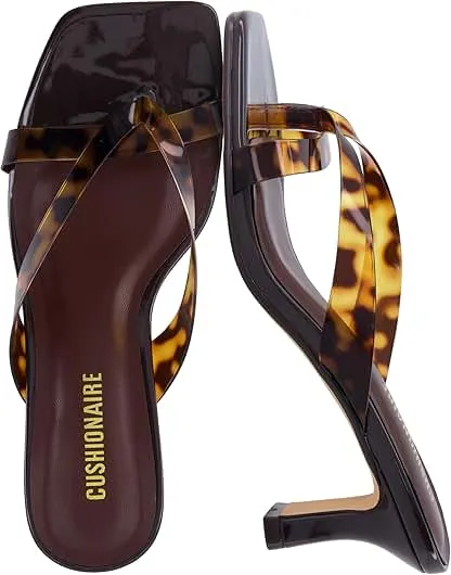 CUSHIONAIRE Shana Heeled Thong Sandals for Women with Square Toe | Memory Foam Padding, Flip Flop Heels, Summer Sandals for Women, Comfortable Heels, Crossover Straps, Open Back CUSHIONAIRE Shana Heeled Thong Sandals for Women wi…