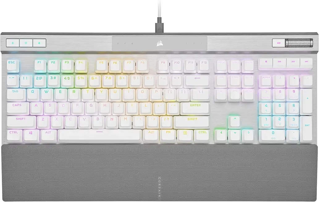 K70 PRO RGB Optical-Mechanical Gaming Keyboard - OPX Linear Switches, PBT Double-Shot Keycaps, 8,000Hz Hyper-Polling, Magnetic Soft-Touch Palm Rest - NA Layout, QWERTY - White