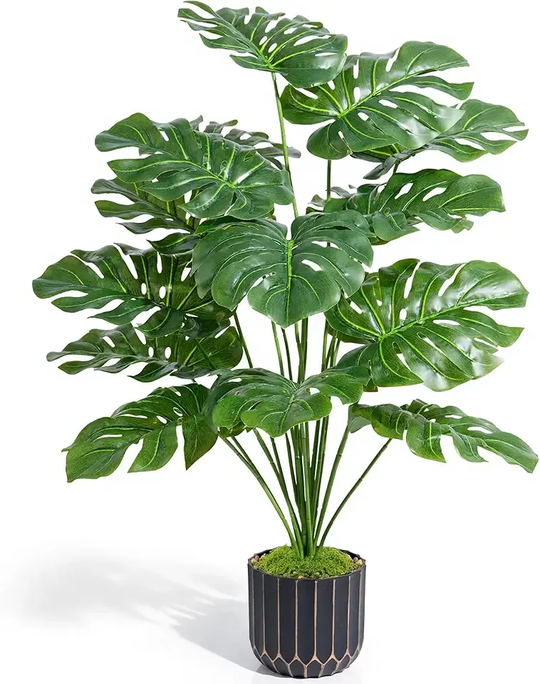 florisso 28" Artificial Monstera Plant Tall Fake Faux Plants Indoor Outdoor Tree for Living Room Home House Decoration