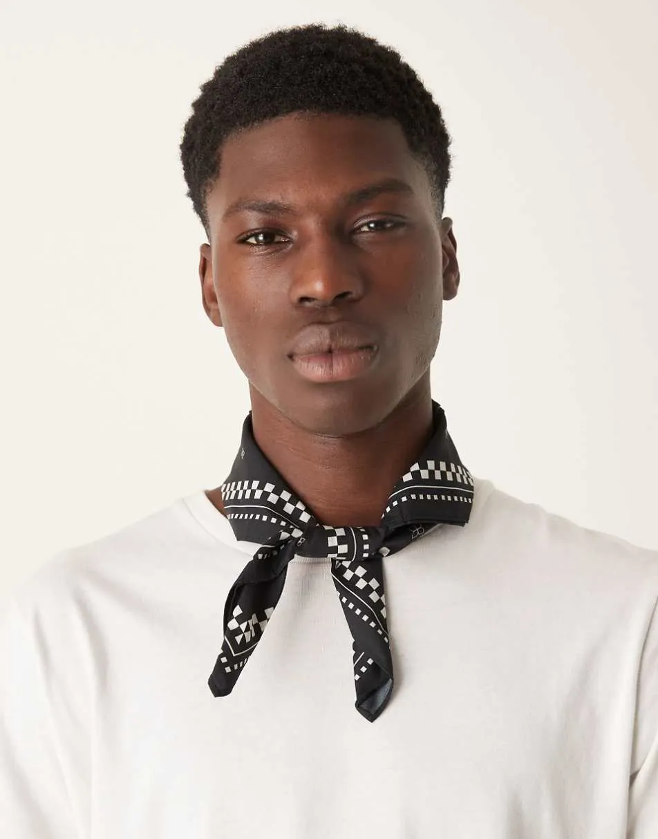 ASOS DESIGN printed cotton bandana in black