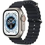 Apple Watch Ultra [GPS + Cellular 49mm] Titanium Case with Midnight Ocean Band, One Size (Renewed)