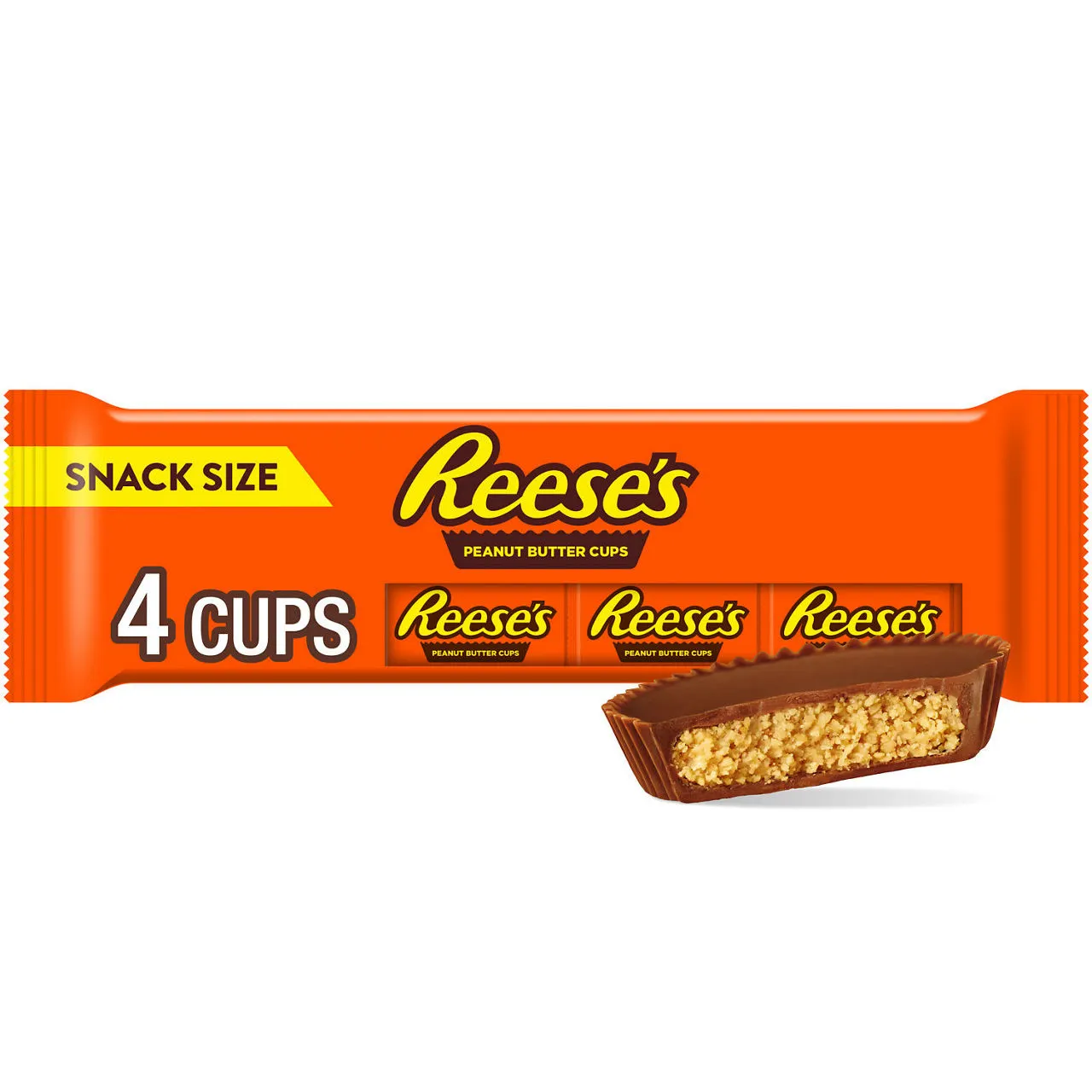 REESE'S Milk Chocolate Snack Size Peanut Butter Cups, Candy Packs, .55 oz (4 Count)