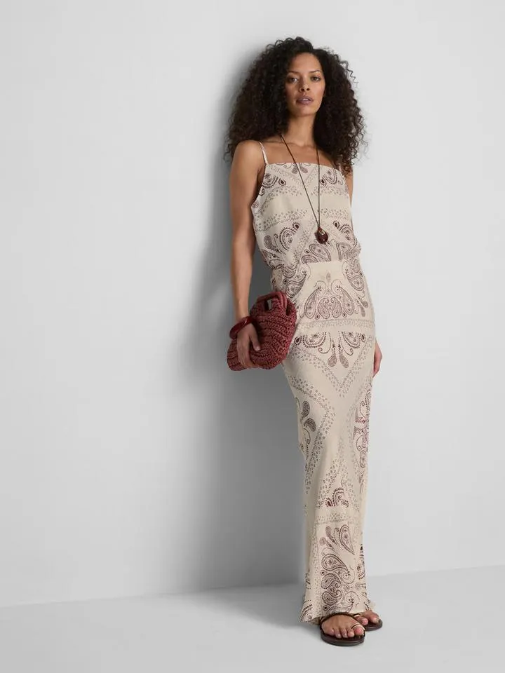 Jupe longue asymétrique en satin à imprimé Paula Echevarría