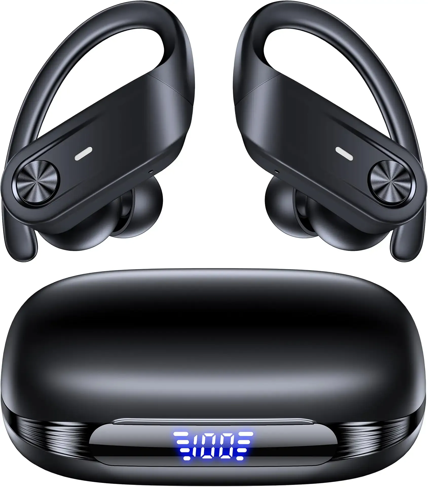 Hybrid Active Noise Cancelling Ear Buds Wireless 80 Hrs Playtime Hi-Res Stereo Quality Earbuds with Transparency Mode Bluetooth Headphones with Earhooks Sports ANC Earphones for Running Working Travel