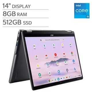 Acer Chromebook Plus Spin 514 — 14” Laptop with Google AI — Intel Core i5-1334U Processor 1920 x 1200 IPS Touchscreen — 8GB Memory — 512GB Storage — Chrome OS
