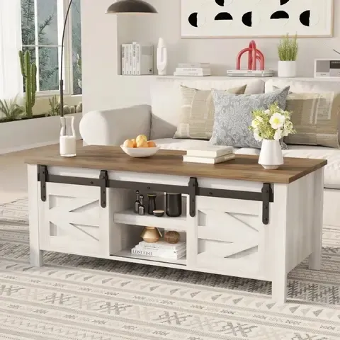 MESA DE CENTRO RUSTICA CON CUBIERTA MADERA