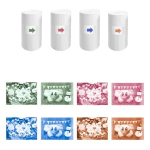 Papel Termico Adhesivo 57mm Color Kit 4 Rollos Impresora Mini