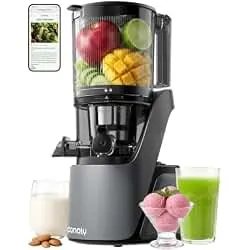 Canoly 3-in-1 Cold Press Juicer C16, Makes Juice & Sorbet & Nut Milk | 6" Extra Wide Feed Chute, Powerful AC Brushless Motor, Self Precut System, Juicer Machines with BPA-Free (Space Gray)