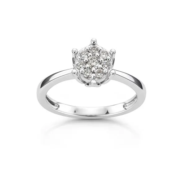 Diamantring 375 Hvitt Gull 0,25 ct