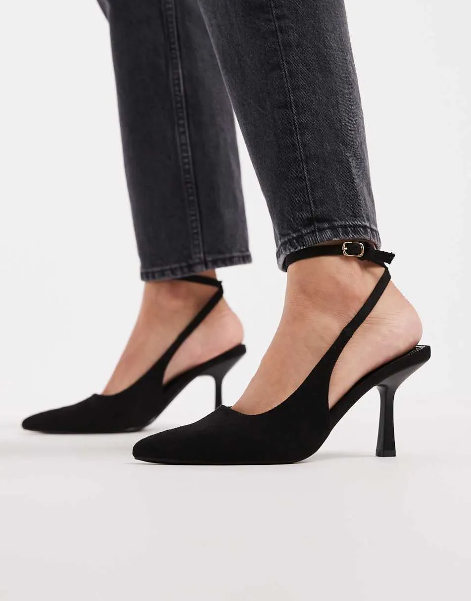 SEQWL Salado heeled court shoe in black micro