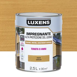 Impregnante per legno da esterno a base acqua LUXENS Alta Protezione noce chiaro satinato 2.5 lt, 8 anni di protezione.