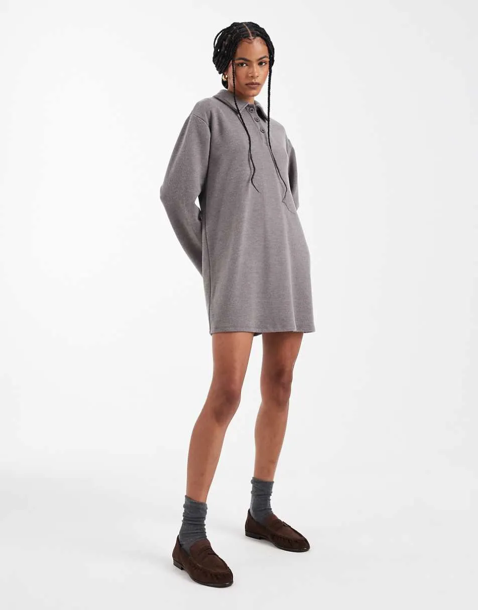 ASOS DESIGN supersoft rugby dress in grey
