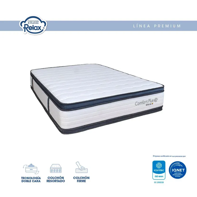 Colchón Relax Sencillo 100x190x26cm Confort Plus Doble Pillow Top