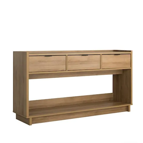 Natural Oak 3 Drawer Entryway Console Table 15.75"D x 60.25"W x 32"H