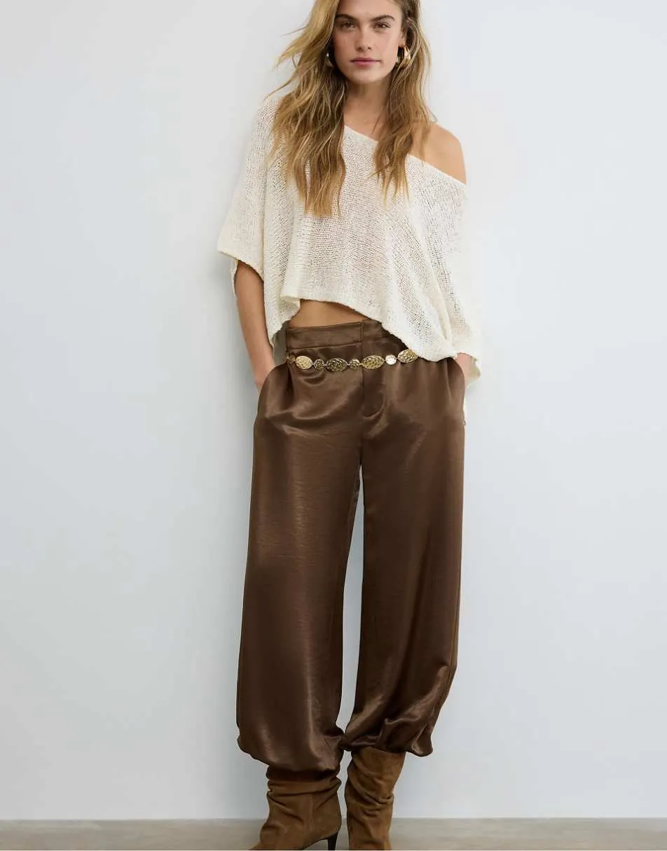 Stradivarius Basic cape knit jumper in vanilla