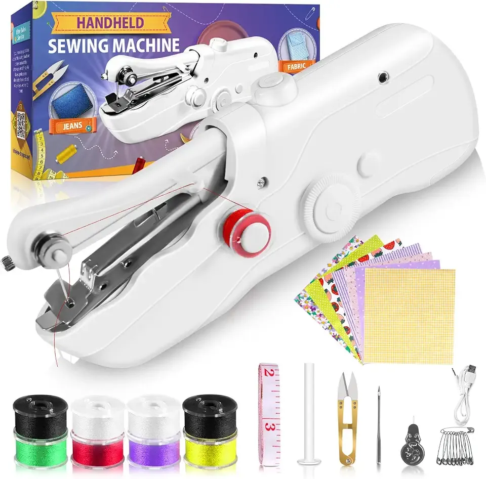 Handheld Sewing Machine, Mini Electric Sewing Machine for Clothes Mending, Portable Quick Stitch Sewing Machine for Beginners and Adults, Easy to Use Hand Sewing Machine for DIY Crafts, Home Travel