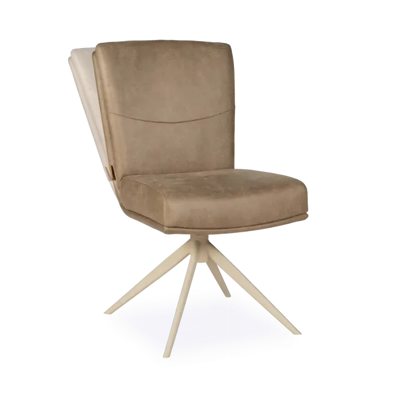 Eetkamerstoel Iska - draaibaar - flex rugleuning - microleder Oxx Liver - poot E beige