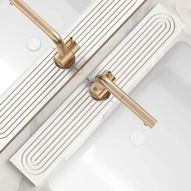 Faucet Mat for Kitchen Sink – Diatomite Drying Stone Mat & Sink Protector, Prevent Moisture – Sink Splash Guard Water-Absorbing Stone Tray for Bathroom Counter [Light Grey,23.6" x 3.9"]