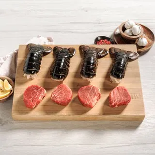 Rastelli's Angus Beef Prime Petite Filet Mignons & Wild Caught Maine Lobster Tails, 8 Total Packs, 3 Lbs. Total
