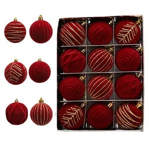 12 Bolas Navideñas de 6 cm, Adornos para Árbol de Navidad, Ideales para Fiestas, Bodas y Decoración de Árbol de Navidad (Rojo-01)