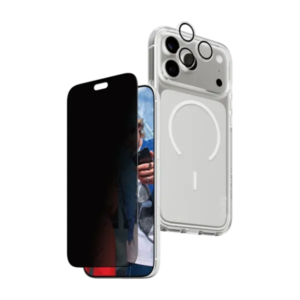 PanzerGlass iPhone 18 Pro Max CARE 3-i-1 MagSafe personvernpakke, gjennomsiktig