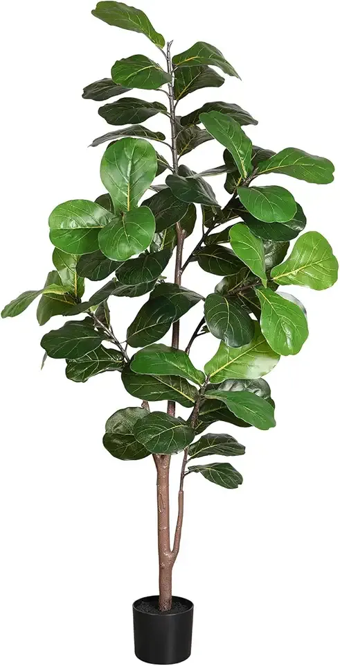 6ft Artificial Fiddle Leaf Fig Tree Plant,Fake Ficus Lyrata in Pot,Ficus Faux Plant Artificial Trees for Office Indoor Outdoor Garden Living Room Home Decor 1PCS-71in