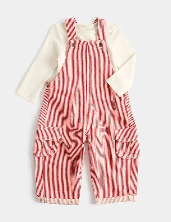 2pc Striped Dungaree Outfit (0-3 Yrs)