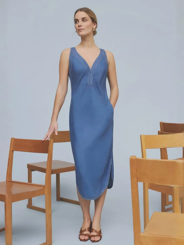 Bati, midi strap dress Oil Blue