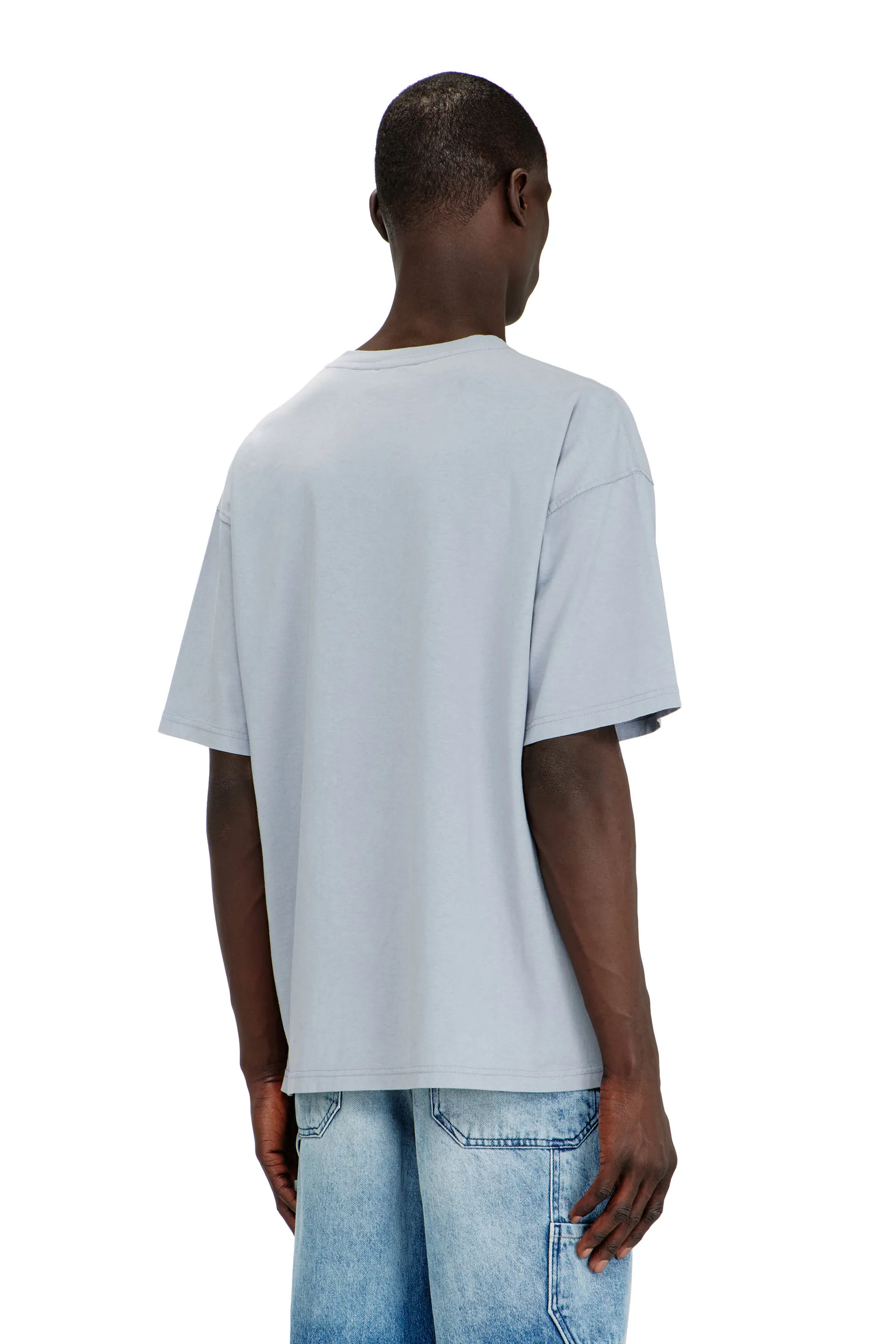 T-shirt with distressed flocked logo